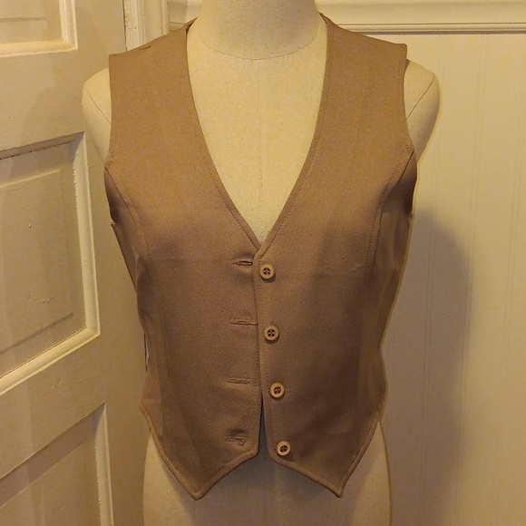 Vintage Sweetbriar tan polyester vest 10 - Picture 1 of 4